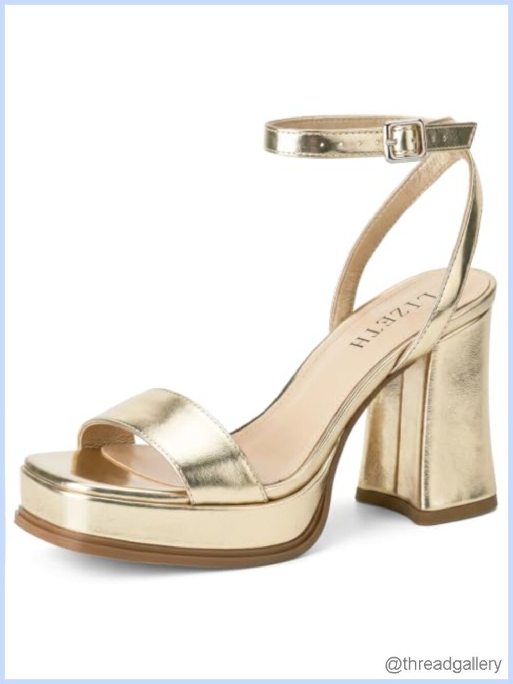 Platform Strappy Sandals Square Open Toe Chunky Block Heel Faux Leather